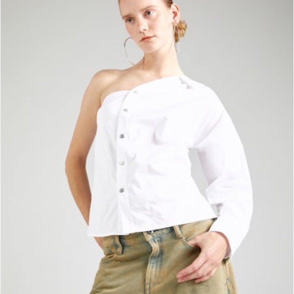 Topshop one shoulder white oxford